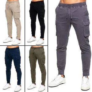 Enzo Cargo Trousers Mens Lightweight Casual Cotton Stretch Work Pants S-2XL - Picture 1 of 54