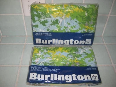 Set 2 NIP Vintage 1960’s Burlington Forest Birch Trees Stream Twin Sheet Set - Image 1 of 4