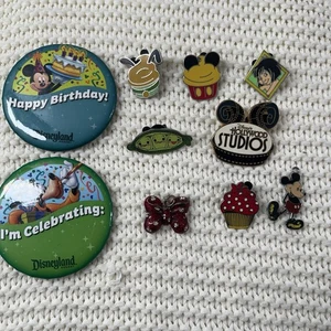 Lot Of 10 Disney Pins Badges Mickey Minnie Mouse Pluto Disneyland  - Picture 1 of 7