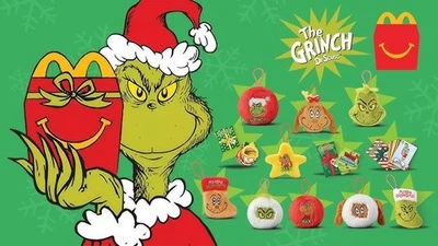 Juguetes McDonald’s AUS 2025 Navidad Grinchmas Grinch Peluche y Juegos de Cartas - Elige Foto 1 de 3