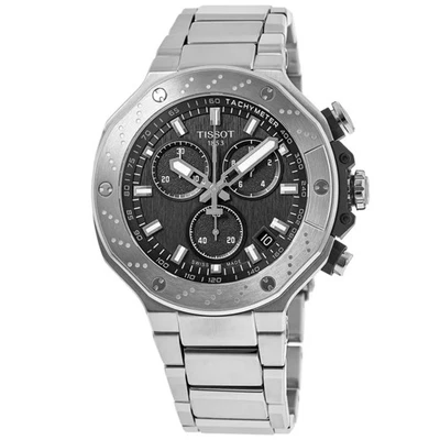 Nuevo reloj para hombre Tissot T-Race cronógrafo esfera negra plateado T141.417.11.051.01 Foto 1 de 4