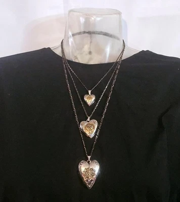 NUEVO Collar Medallón Alexander McQueen $1600 Triple Capa 3 Corazón - Runway AW2020 Foto 1 de 4