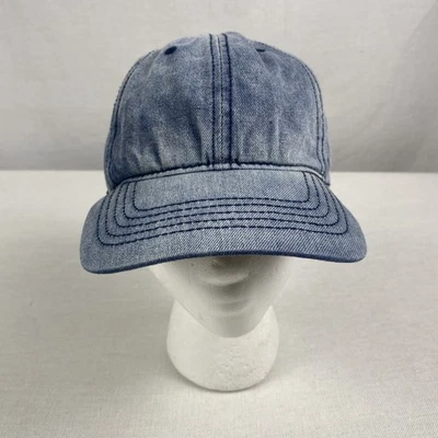 Gorra de béisbol de mezclilla lavada ligera con correa de hebilla de cuero azul Jean  Foto 1 de 4