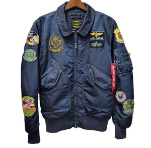 Alpha Industries Men Jacket Flyers CWU45P[N] Bomber 8 Badges Excellent Condition - Picture 1 of 13