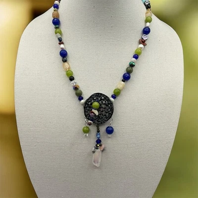 Artisan Multicolor Bead Quartz Peridot necklace - Image 1 of 4