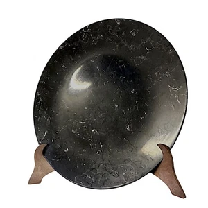 Vassoio Piatto Centrotavola Marmo Nero Marquinia Artigianato Home Decor Ø 40cm - Picture 1 of 6