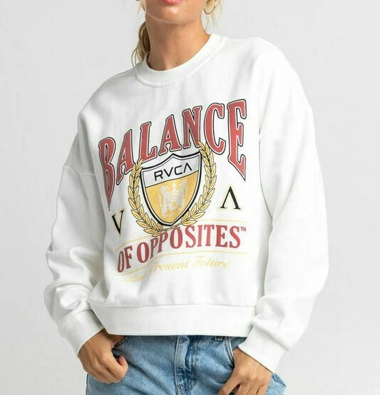 RVCA Women's Crewneck Sweater CAMBRIDGE CREW - White - Medium - NWT - LAST ONE - Image 1 of 1