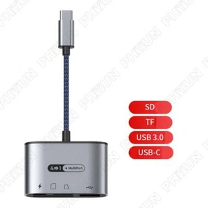 4-in-1 Card Reader Type C For SD&TF Data Transfer USB 3.0 USB-C Fast Charge 60W - Picture 1 of 8