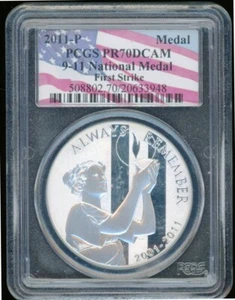 2011P 9-11 NATIONAL MEDAL PCGS PR70DCAM Cert. 20633948 - Picture 1 of 2