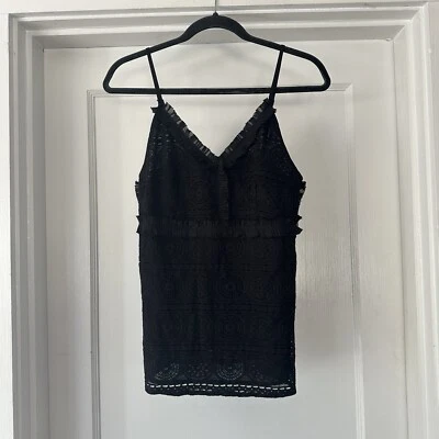 Camiseta sin mangas Cooper 19 para mujer L grande negra correa de espagueti cuello en V volantes encaje  Foto 1 de 4