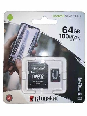Kingston 64GB MicroSD SDXC Class10 Memory Card TF 100MBs with Adapter Pack Of 20 - Image 1 of 3