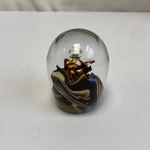 Fermacarte vintage soffiato a mano Rebecca Stewart iniziali vetro artistico vortice marmorizzato - Foto 1 di 5