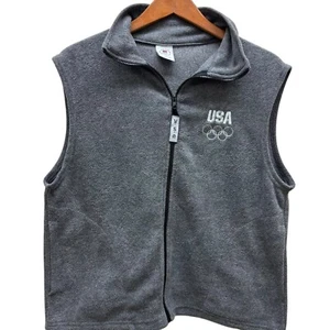 Vintage USA Olympics Fleece Sweater Vest Embroidered Gray Mens Size Medium - Picture 1 of 6