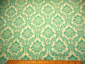 Quilt Fabric 1 1/4 Yard SALE Swirling Lt Turquoise Floral on Ivory Cotton #C - Picture 1 of 2