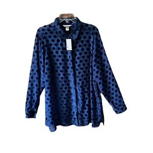 Neu mit Etikett Christopher & Banks transparente gepunktete Bluse mit Knopfleiste Damengröße XL - Bild 1 von 4