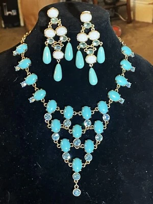 Collar vintage Suzanne Somers color turquesa declaración, pendientes no Suzanne Foto 1 de 4
