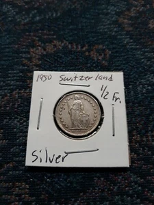 1950 SWITZERLAND 1/2 FRANCS *SILVER* COIN  - Picture 1 of 2