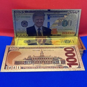 Billetes de novedad chapados en oro de 1000 dólares del presidente Donald Trump - Imagen 1 de 9