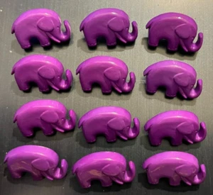Lot of 12 Vintage JHB? Purple Plastic Novelty Cartoon Elephant Buttons Very Cute - Picture 1 of 4