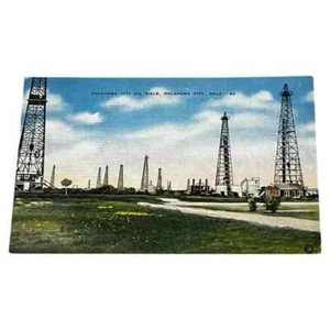 Postcard Oklahoma City Oil Field Oklahoma City Oklahoma Linen Card A577 - Picture 1 of 2