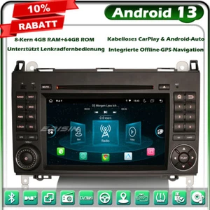 8-Kern Android 13 Autoradio DAB+GPS Navi Mercedes A/B Klasse Viano Sprinter Vito - Bild 1 von 24