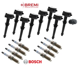 Ignition Coil & Spark Plug Double Iridium OEM Bosch Bremi (8set) for Jaguar V8 - Picture 1 of 1
