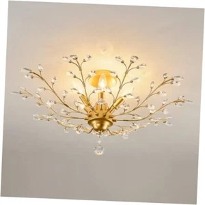 5-Light Vintage Small Crystal Chandelier Modern Brushed Branche Ceiling Gold - Picture 1 of 7