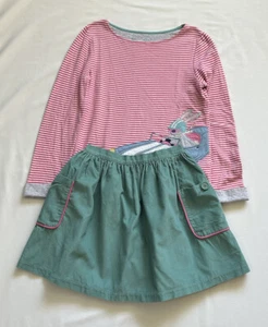 Mini Boden Cosy Appliqué T-shirt & Pocket Cord Skirt Size 9-10 - Picture 1 of 19