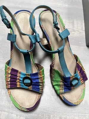 Sandalias de cuña Rockport para mujer con estampado de linette en tela azul marino talla 8 Foto 1 de 4
