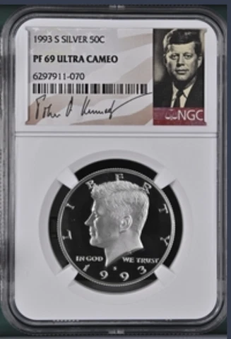 1993 S NGC PF69 Ultra Cameo Silver Kennedy Half Dollar Cover