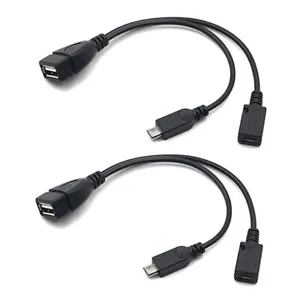 2 in 1 Micro USB OTG Adapter with Power for Fire Stick/Host Devices etc - 2 Pack