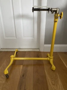 19TH C ANTIQUE VICTORIAN DRAFTING TABLE CAST IRON INDUSTRIAL BASE RARE YELLOW - Picture 1 of 10