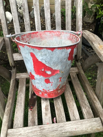 Vintage Galvanised Red Fire Bucket planter Cover