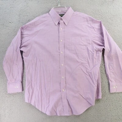 Lauren Ralph Lauren 衬衫男式 XL 17 紫色纽扣长袖 34/35 — 第 1/4 张图片