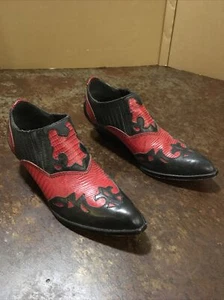 Vintage Circle S Brand Western "OUTLAW" Black Red Leather Boot Shoes women’s 6.5 - Picture 1 of 9