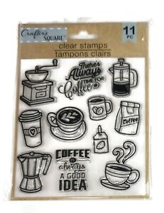 COFFEE Theme 11pc Clear Stamp Set - Scrapbooking Stamping Crafter's Square