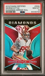 2019 Panini Certified Diamonds Mirror Teal DI-GK George Kittle 27/35 PSA 10 - Picture 1 of 2