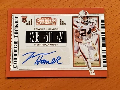 2019 Contenders Draft #276 Travis Homer Miami Seahawks Rookie RB Auto H - Image 1 of 2