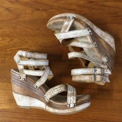 Bed Stu Women Juliana Criss Cross Wood Wedge Gladiator Fisherman Sandal Size 10 - Image 1 of 4