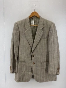 Zegna Men Ermenegildo Old Jacket/52/Linen/Gry/Check/Shoulder Pads Premium Quali - Picture 1 of 8