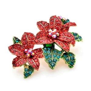Poinsettia Flower Brooch Jewelry - Picture 1 of 4