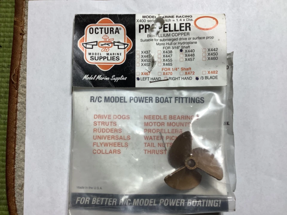 NIP Octura Marine X440 3blade LH Prop for  3/16 shaft. - Image 1 of 1