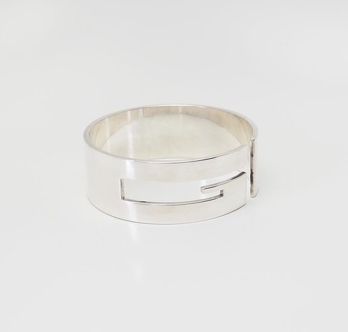 Raro bracciale Gucci logo G raro ampio vintage argento sterling designer Italia