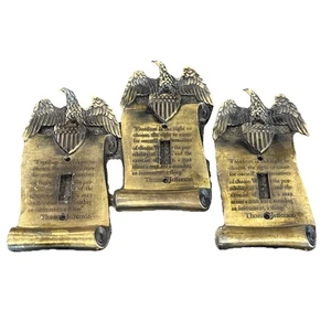 Vtg 1967 M.C Co Brass Eagle Switch Plate 7”x4” Thomas Jefferson Lot Of 3🔥 - Picture 1 of 11