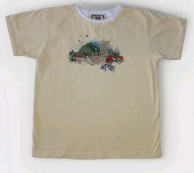 Camiseta de Colección Top Stitch Mañana Sol Bordada Casa Jardín 100% Algodón Hecha en EE. UU. Foto 1 de 4