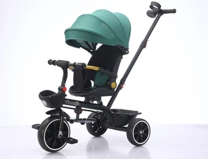 Baby Kinder 5in1 Dreirad Fahrrad Trike Kinderwagen 3 Räder Verdeck unmontiert - Bild 1 von 60