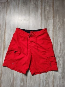 Nautica Red Swim Trunks Pockets Mesh Lining Drawstring Men's Size Medium - Picture 1 of 11