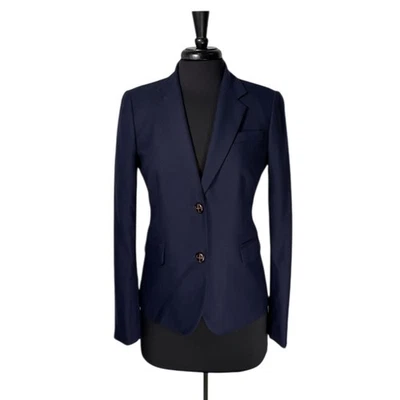 Blazer para mujer J.Crew 6 azul marino lana elástica dos botones preppy traje chaqueta Foto 1 de 4
