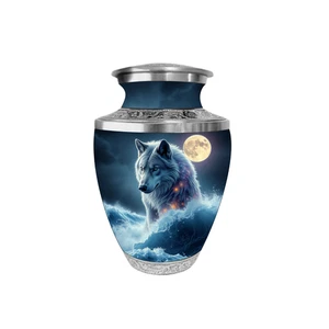 Lobo de 10 pulgadas, urna de cremación lunar cenizas humanas funeral, entierro, capacidad de 200 libras - Imagen 1 de 4