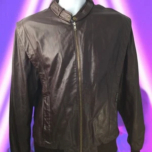 Abrigo Chaqueta Bomber Vintage Solo Miembros Talla 42 Cuero Marrón Años 80 Europa Artesanal - Imagen 1 de 10